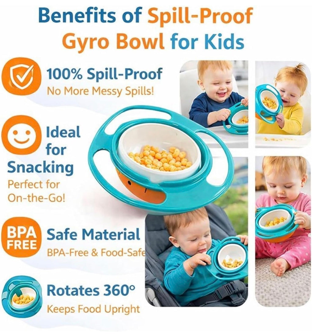 Gyro Bowl for Toddlers-Baby,Non Spill Resistant Bowls for Toddlers with Lid and Rotations,Magic Bowl-360 Rotating for Kids,Container Mess Free Snack Bowls,Multi Colour,1 pcs