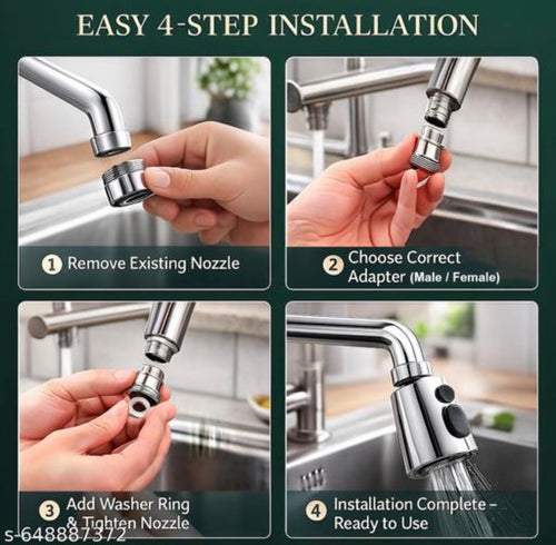 Homes 360° Rotating Kitchen Tap Extender with 3-Mode Spray | Flexible Faucet Attachment | Splash-Proof Water-Saving Nozzle for Kitchen Sink & Wash Basin - Upgrade Your Kitchen