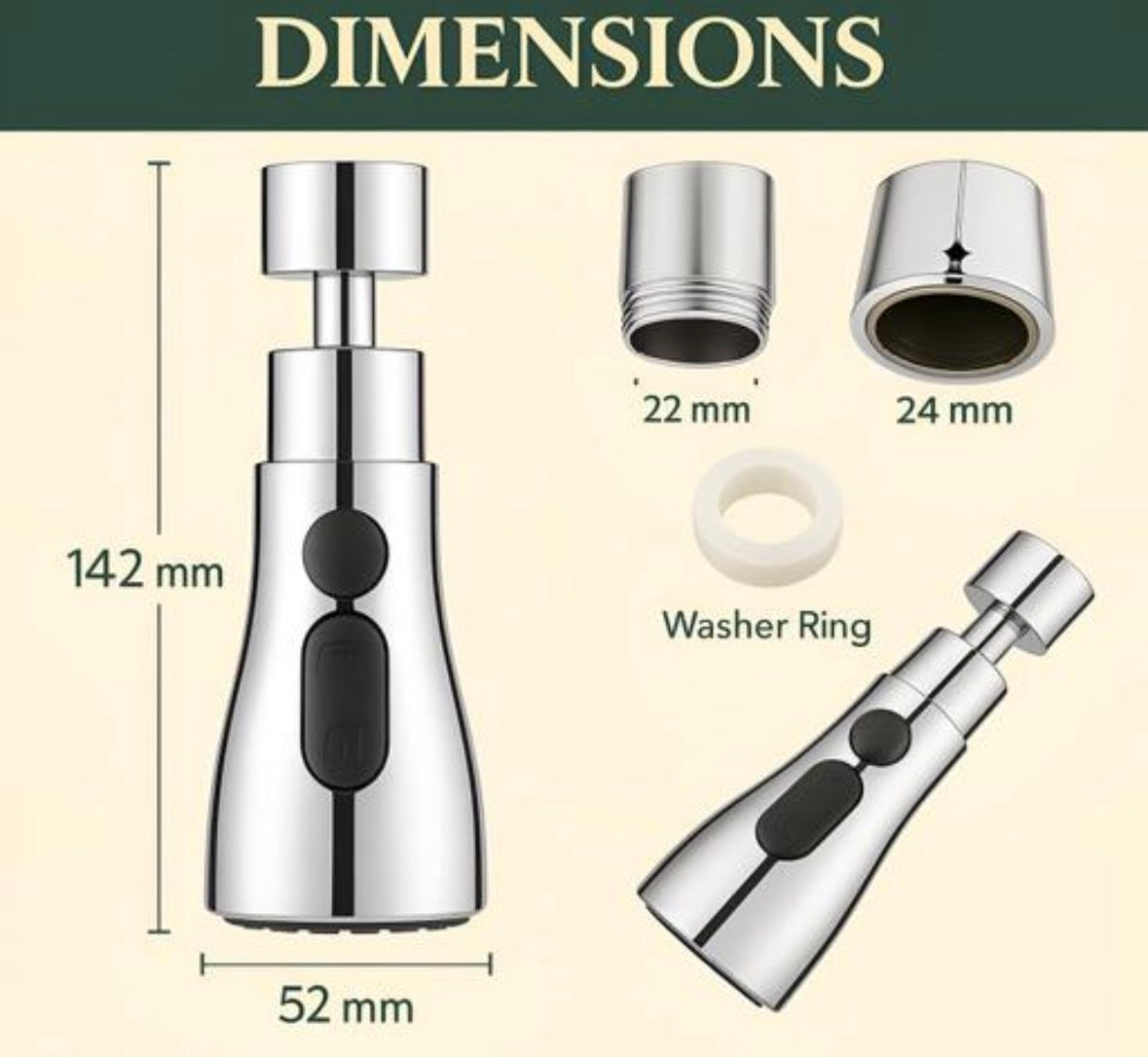 Homes 360° Rotating Kitchen Tap Extender with 3-Mode Spray | Flexible Faucet Attachment | Splash-Proof Water-Saving Nozzle for Kitchen Sink & Wash Basin - Upgrade Your Kitchen