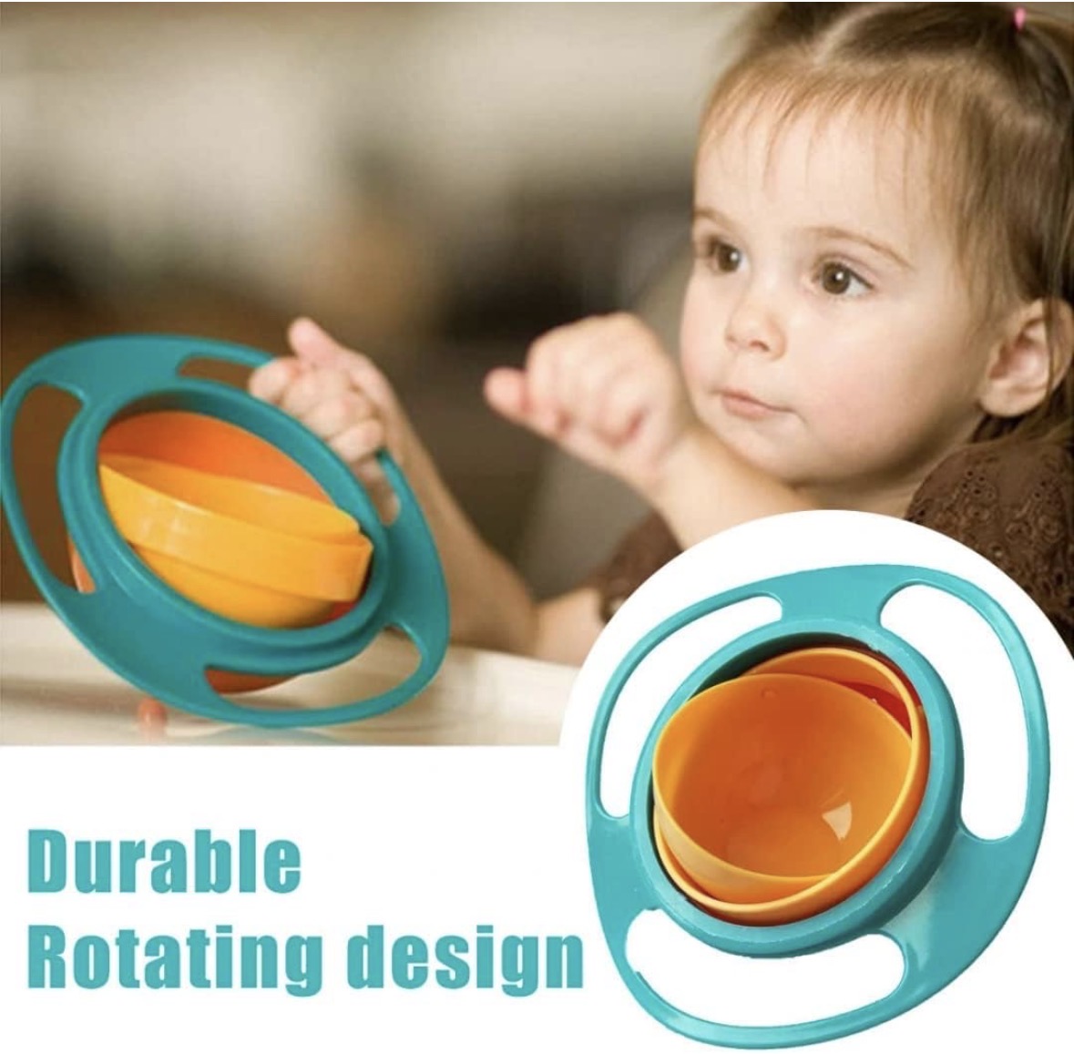Gyro Bowl for Toddlers-Baby,Non Spill Resistant Bowls for Toddlers with Lid and Rotations,Magic Bowl-360 Rotating for Kids,Container Mess Free Snack Bowls,Multi Colour,1 pcs