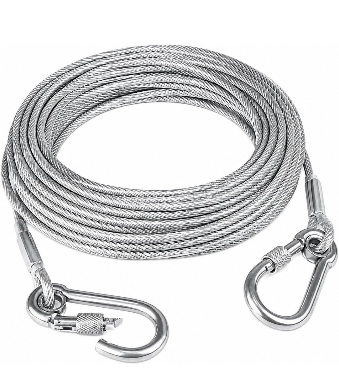 5 Meters Heavy Duty 4mm PVC Coated Steel Clothesline Wire Ideal for Home Use, Adjustable U-Clamps, Rustproof Anti-Sag, with Carabiner Hooks (Wall Hooks Not Included)